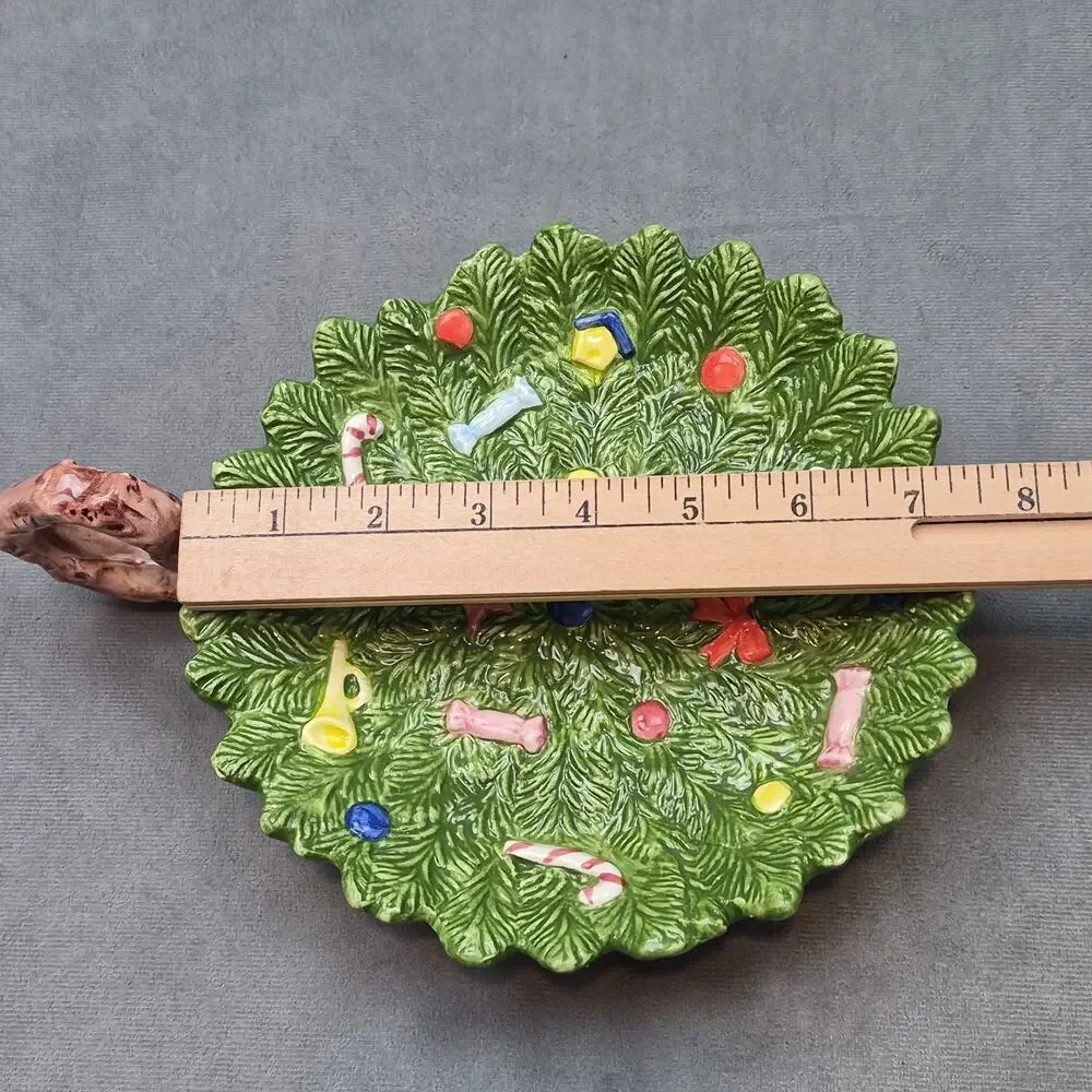 MCM Holiday Christmas Tree Handled Plate Santa RCPC Royal China & Porcelain Co